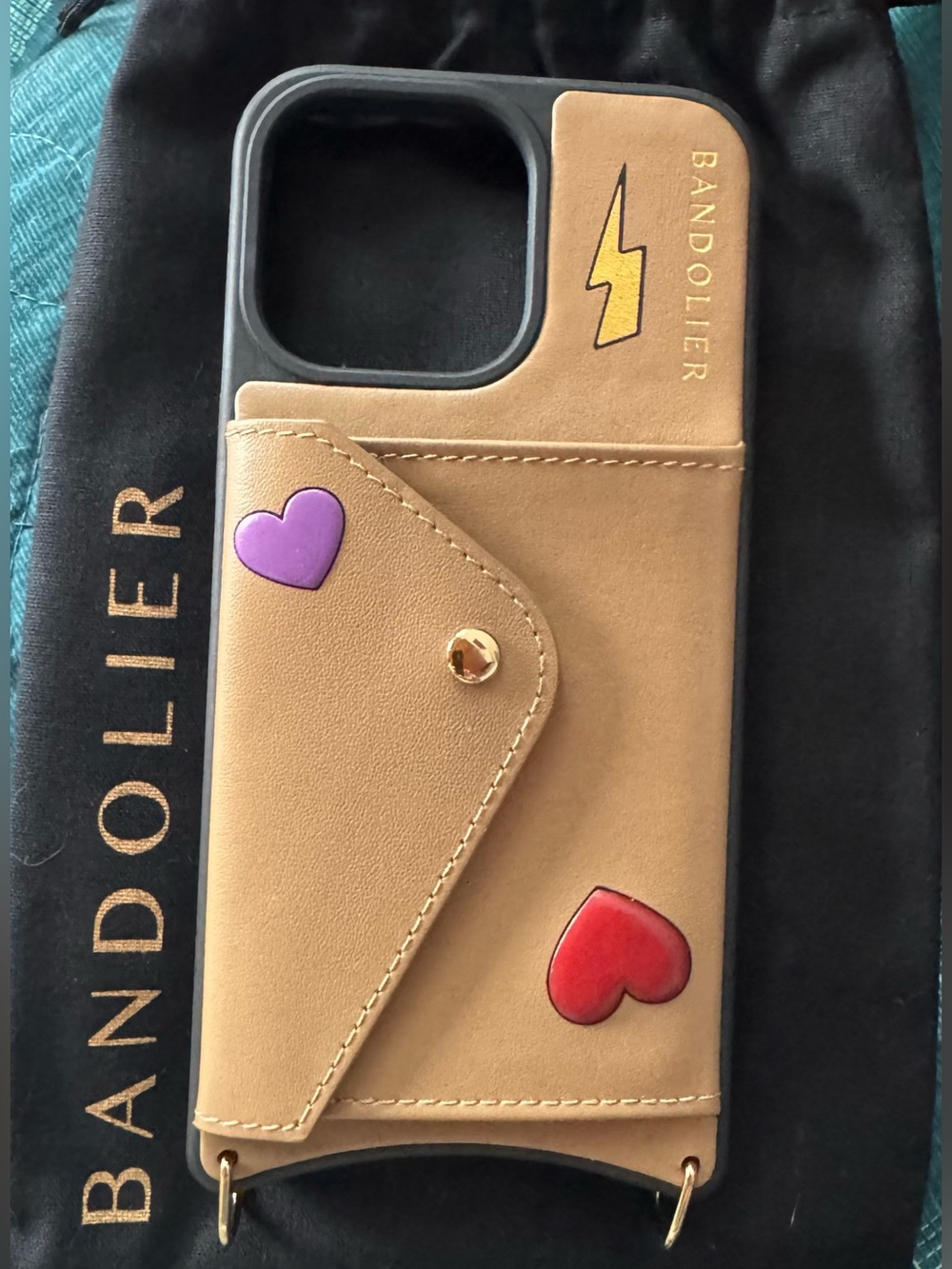 Bandolier iPhone 15 Pro Max NWOT Tan Leather Wallet Phone Case